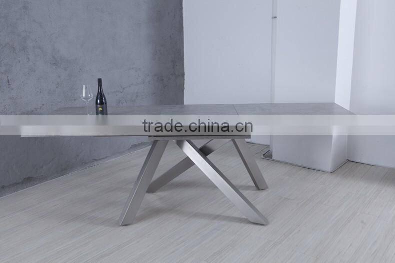 2016 Hot Sell 8 seater wood dining table designs with stainless steel legs