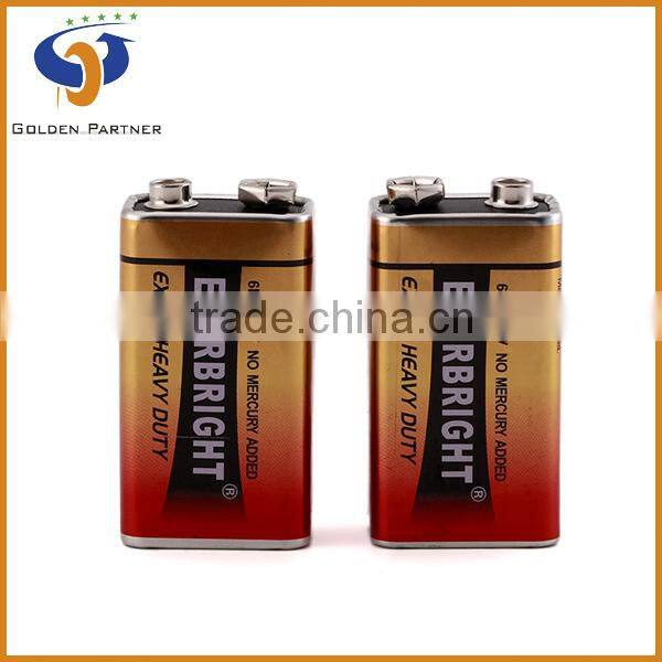Reasonable price battery 9 volt carbon zinc battery from China