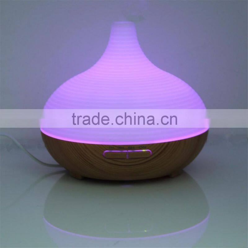 Changing Colored LED Lights Waterless Auto Shut-off Adjustable Mist Wooden Aroma Diffuser Bottle