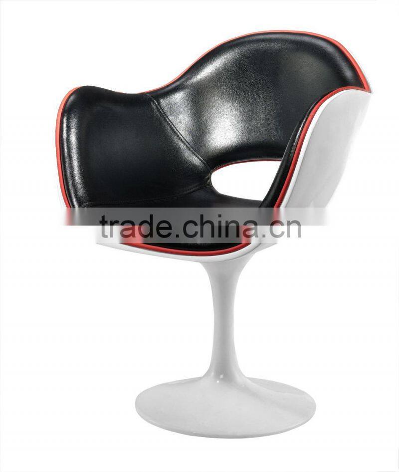 Fabirc upholstered chrome steel swivel base modern chair