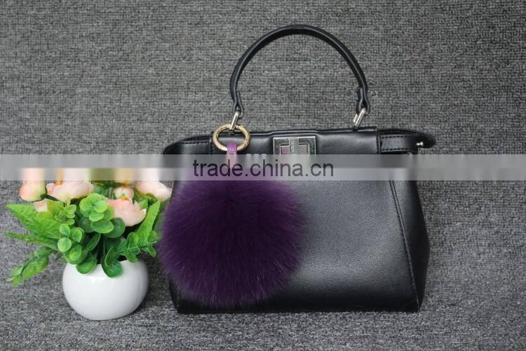 Real Natural Fox Fur Ball Pompom Keychain Hanging Accessory Pendant