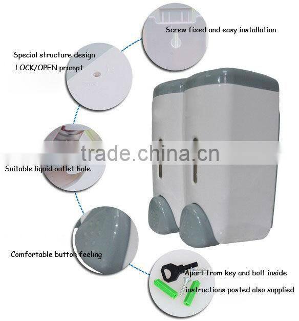 Manual Liquid Soap Dispenser 260ml*2 Wall-Mounted ABS Pump double-Head (DS1515)