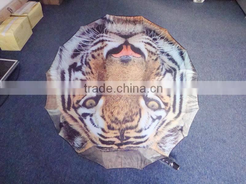 full digital walking stick lotus frame fibergalss one piece cover printed umbrella