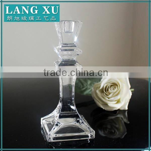 Pedestal decorative clear long stem candle holder glass