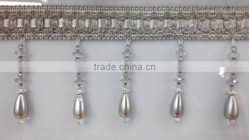 fringe tassel for home textile, beaded tassel fringe for curtain