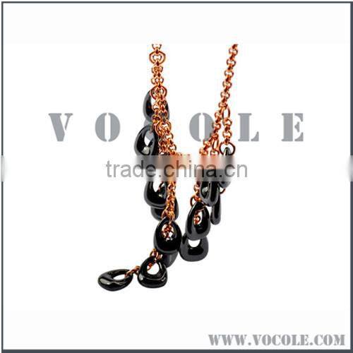 turquoise bib jewelry Ceramic gold plated Pendant Necklace