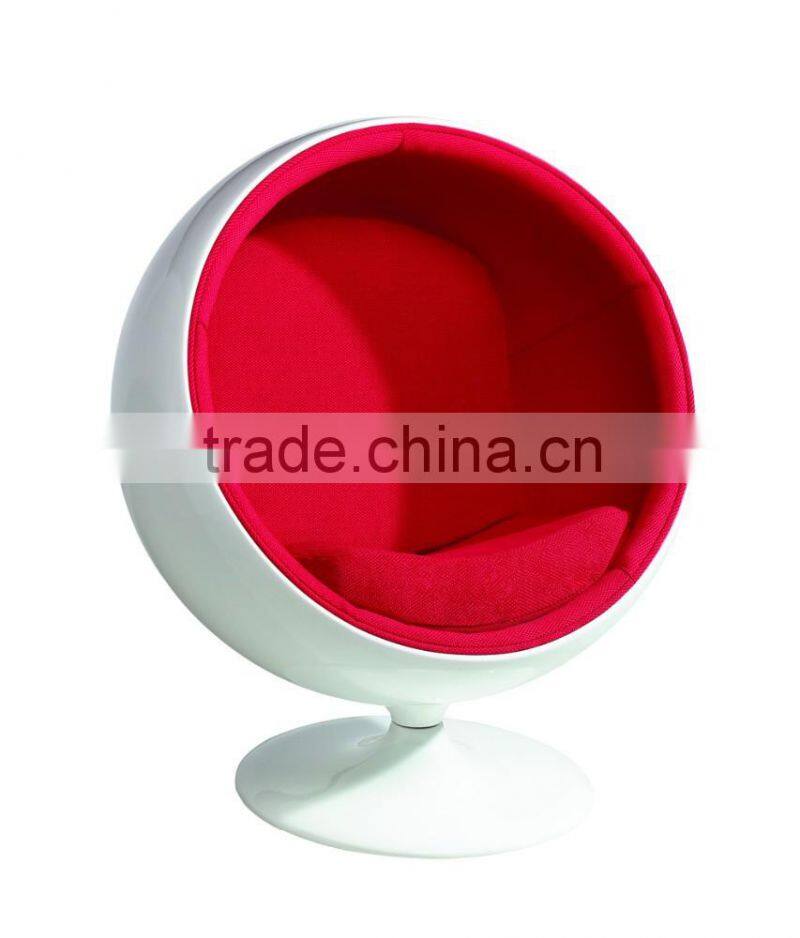 2015 modern fiberglass ball chair with sponge cushion round bar chair