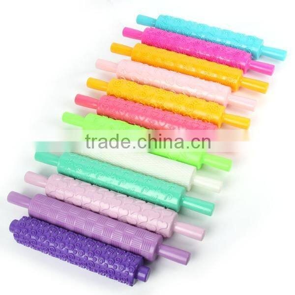 Reposteria Plastic textured Rolling Pin Fondant decorating Dough Roller baking tools