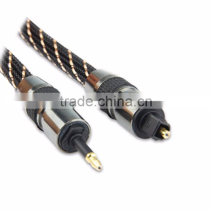 High quality black Fiber Optic Audio Cable Toslink Plug to Optical 3.5mm Jack Cable