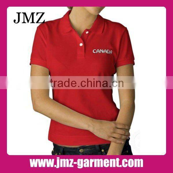 Polyester cotton womens polo shirt collar design