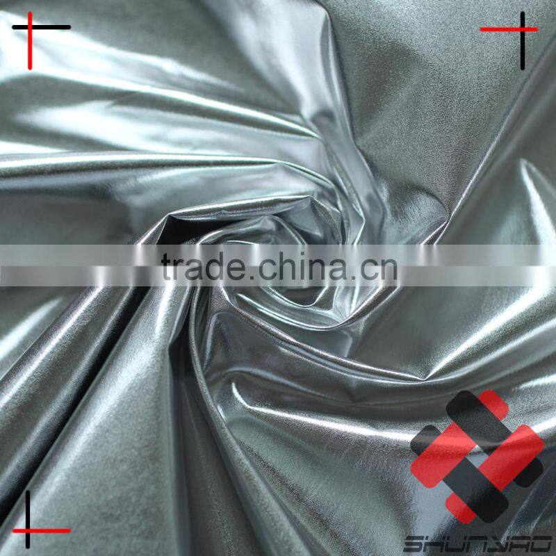 polyester pongee polished hot stamping foil silver fabric bronzed soft feel for padded jacket