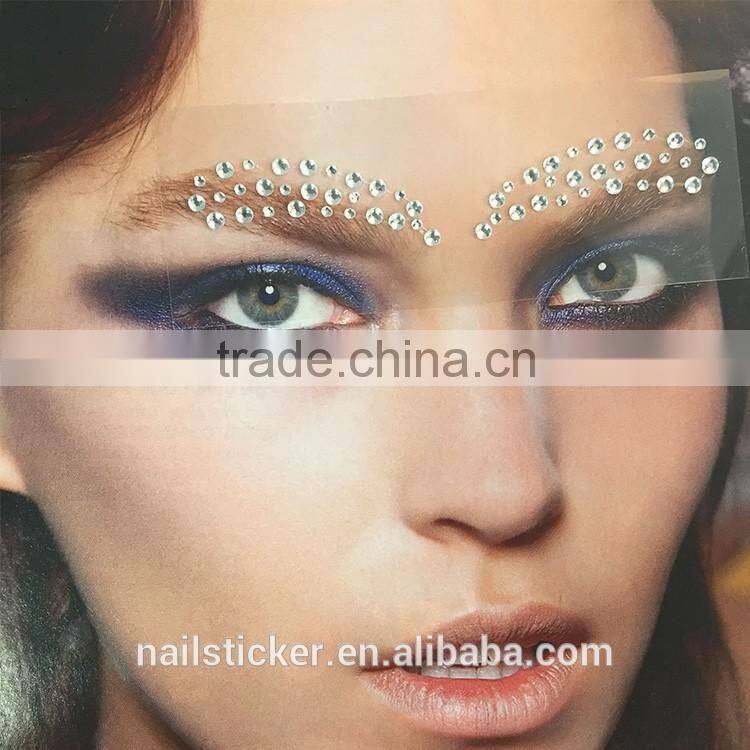 Custom bindi sexy adhesive eyeshadow sticker makeup crystal sticker rhinestone eye rock factory