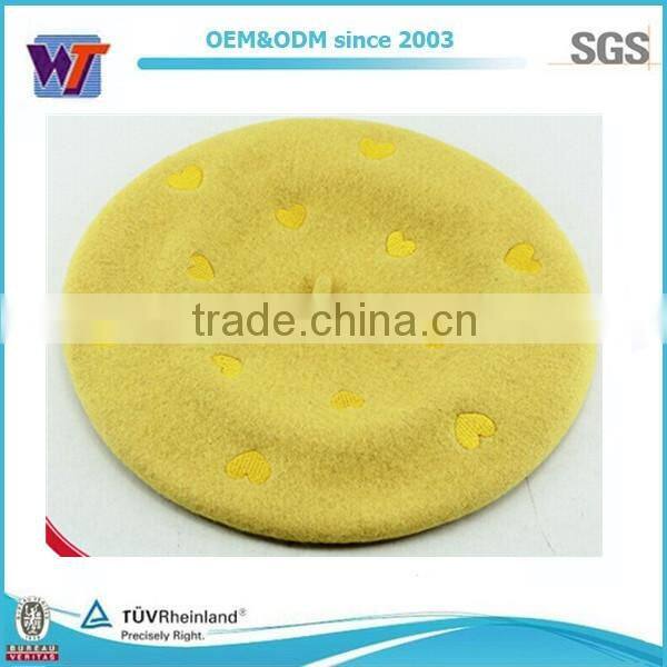Fashion women beret solid color beret cap with metal eyelets