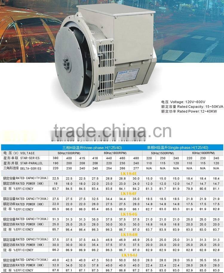 Longkai Three Phase Brushless Alternators 24KW