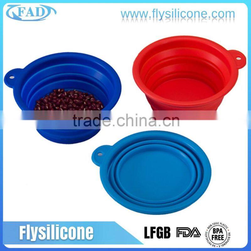 BPA free collapsible silicone pet travel bowl printing logo dog bowl