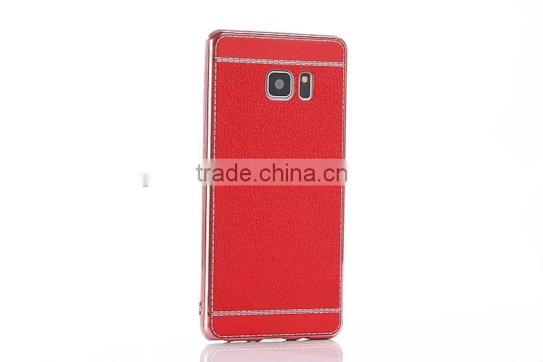 Wholesale price for Samsung galaxy note 7 electroplate tpu case with litchi leather skin cover