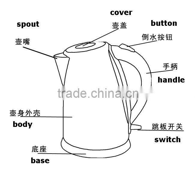 2015 new design high quality low price fashionable stainless steel electric kettle