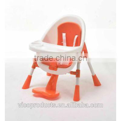 EN14988 safey simple baby folding plastic baby high low chair