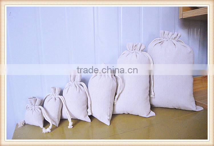 Plain cotton and linen storage bag drawstring bag