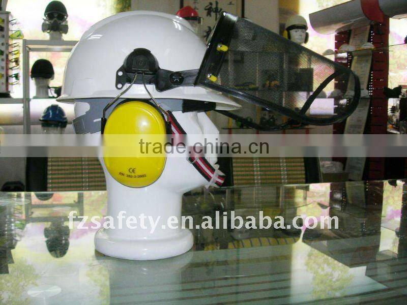 ratchet helmets with earmuffs and face shield