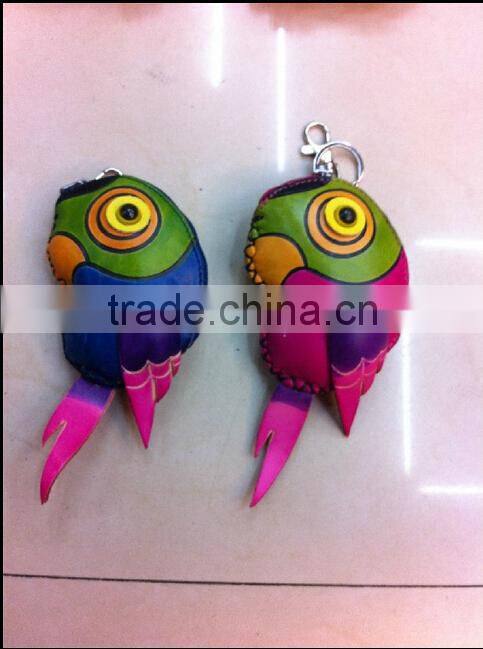 cute genuine leather animal shaped keychain