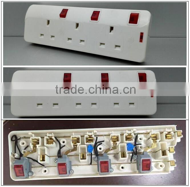 2 gang British electrical extension socket with individual switch