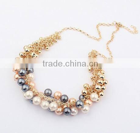 Black Grey Pearl Choker Collar Vintage Pendant Statement Necklace Women Necklaces & Pendants Fashion Necklaces for Women 2014