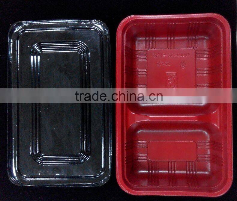 plastic food trays with two compartments