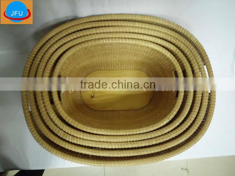 Hot sales honey oval fashion rattan storage baskets