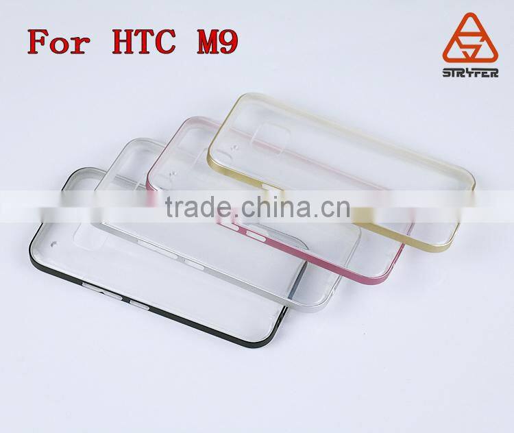 2015 cell phone accessory for HTC One M9 TPU + Aluminum metal bumper/frame case
