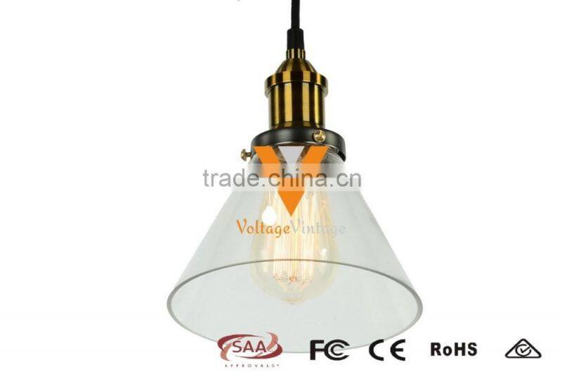 China Supplier Vintage Pendant Lamp Modern Glass Funnel Track Light Industrial Hanging Lamp