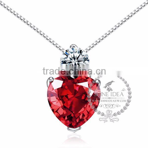 925 sterling lover's heart red zircon necklace fashion women necklace jewelry supplies 6360479