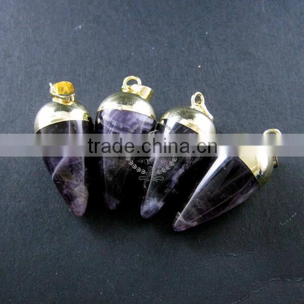 15x30mm water drop shape gold plated purple amethyst power stone pendant charm DIY supplies 1850207