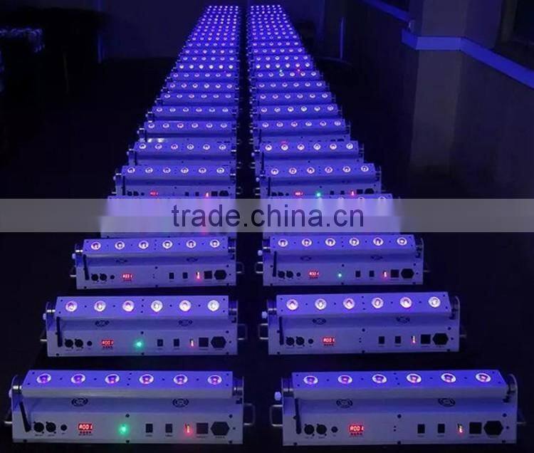 Professional Stage Lighting Rechargeable DMX Wireless Battery Powered Backdrop 6in1 RGBWAUV 6x18w LED Wall Washer