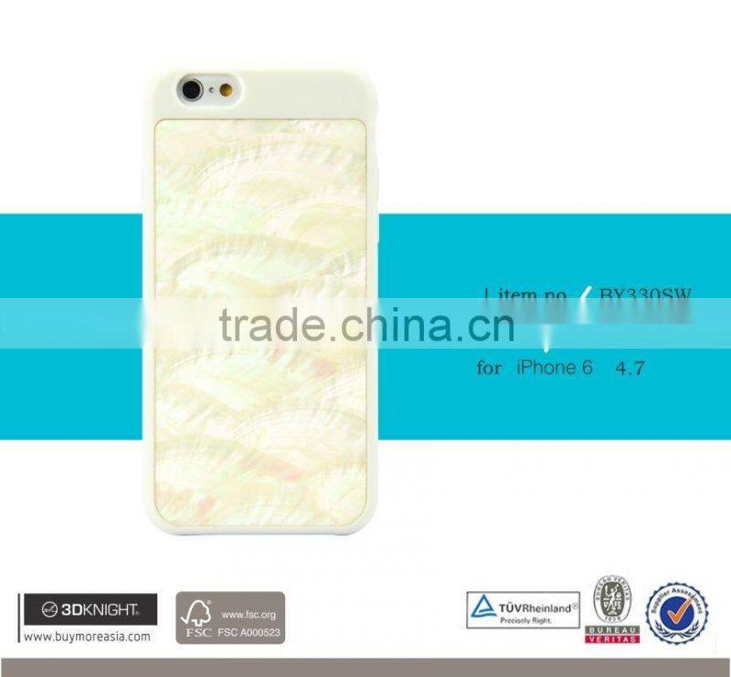 High quality wood phone accessory factory, real sea shell mobile phone case for iphone 6S, seashell hard back cover for iPhone