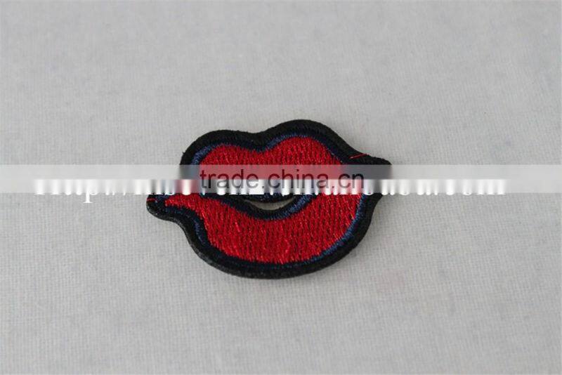 red color embroidery lip fabric number patches lace patch work in blouse neck designs 4*6cm