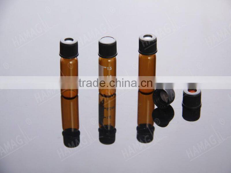 Amber 1.5ml HPLC vials 8-425 screw thread with patch for GCMS system
