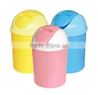 household/office plastic round litter bin with push lid