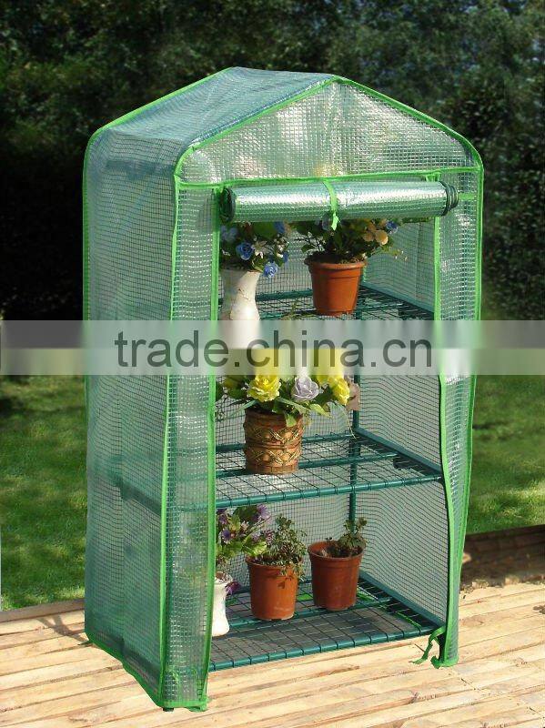 PVC cover with zipper design door and tube frame greenhouseHX51001A