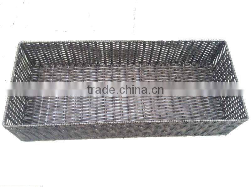 Hand woven plastic rattan shoes basket for hotel and home shoes storage