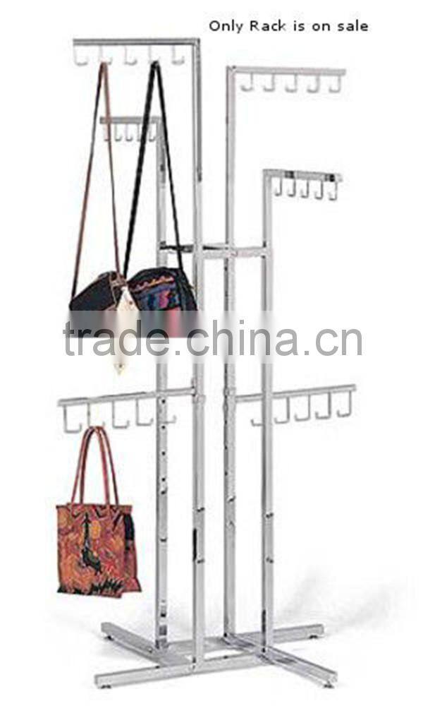 Floor Standing Metal Bag Display Stand With 10 Hooks