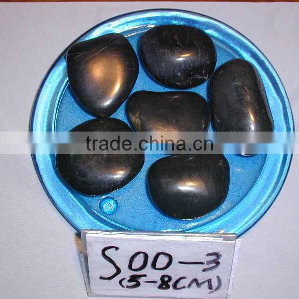 polished black pebbles