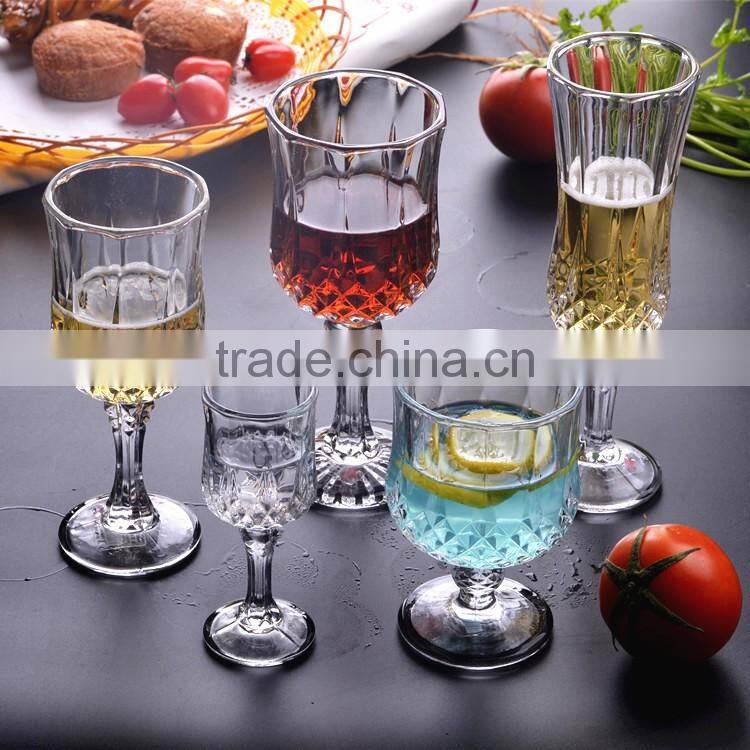 Diamond Embossed Glass Goblet For Beer Wine Shot.