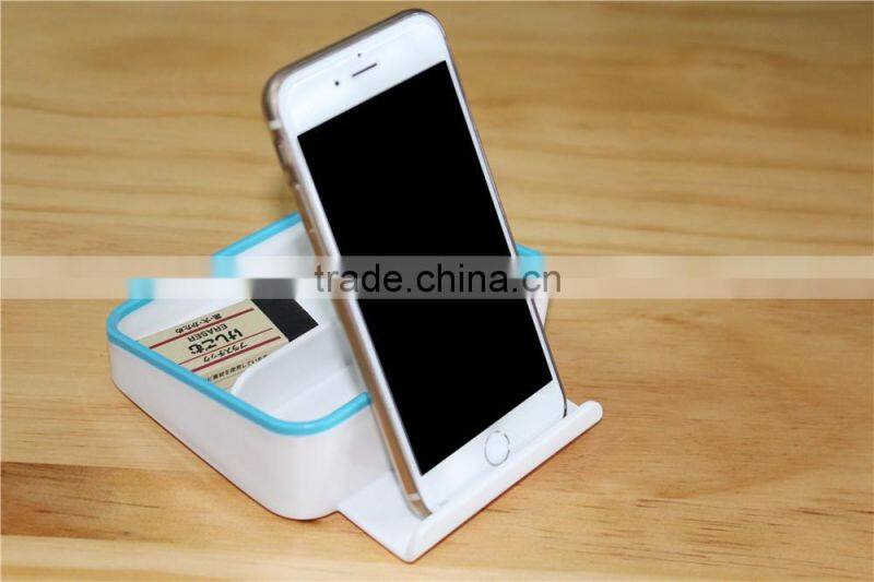 Convenient Plastic Desktop Table Pad Cell Mobile Phone Bracket Stand Support Hoder With Storage Box