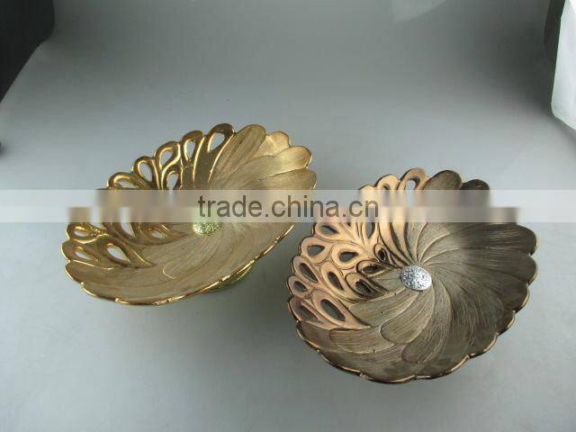 Stocklot golden metal stand for fruit/cake/candy/daily use