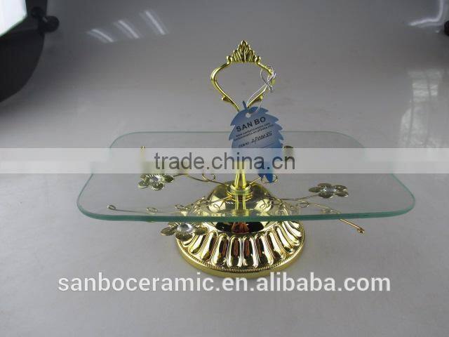 Glass Cake Stand, Gloden glass Cake Stand for Food, Fruit, Cake Use