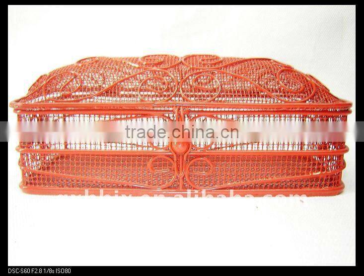 Rectangle red wire storage multi-purpose storage hamper