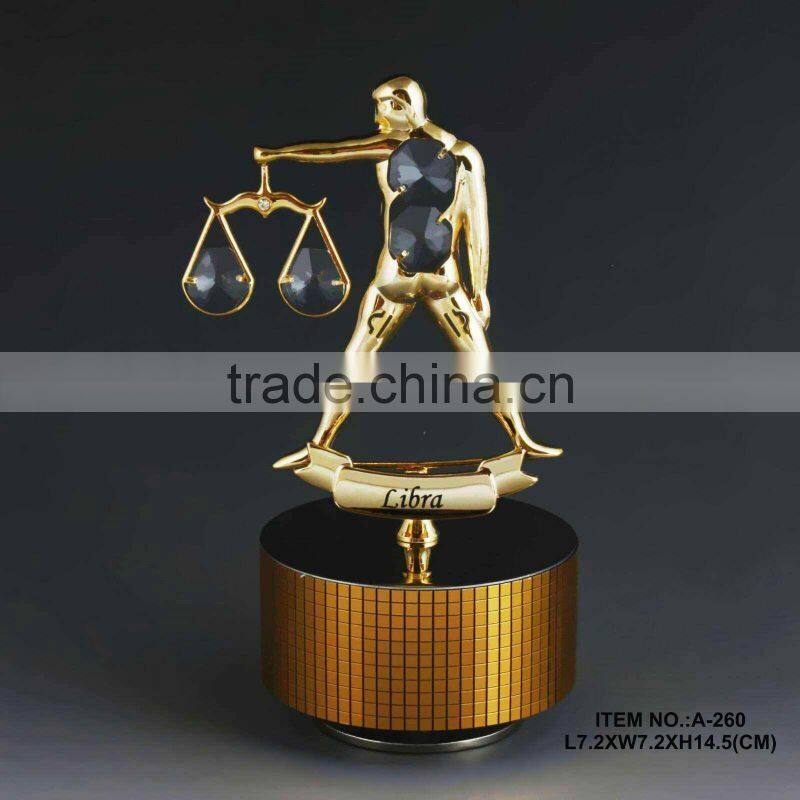 Good Quality 24K gold plated Zodiac Leo Music Box made with swarovski elements