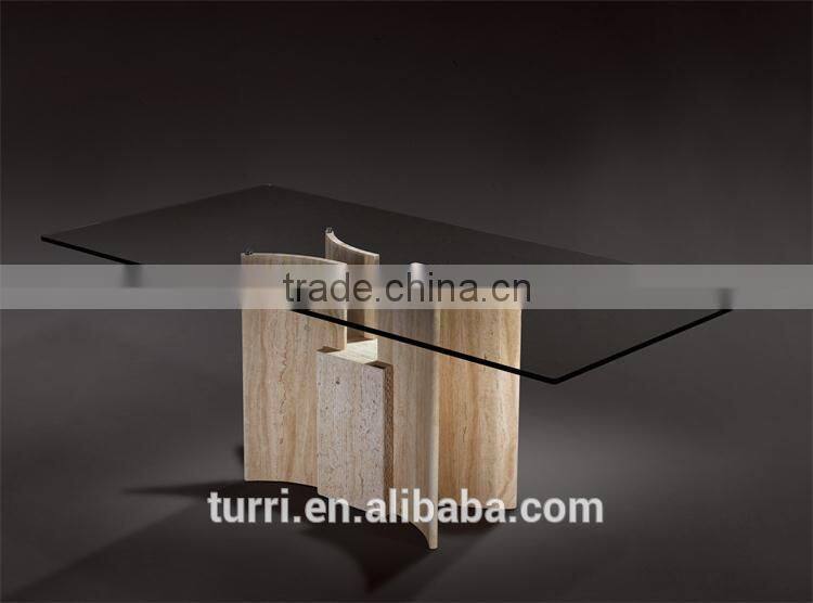 Elegant design travertine base console table with glass