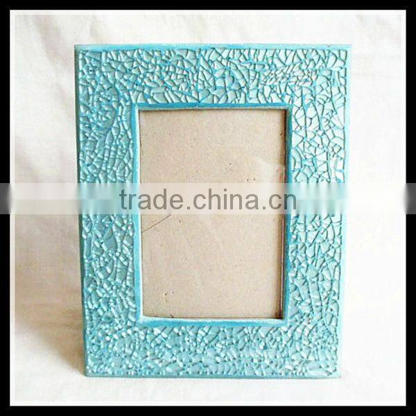 Black Crackle Mirrored Mosaic Heart Shape Handmade Decorative Photo Frame